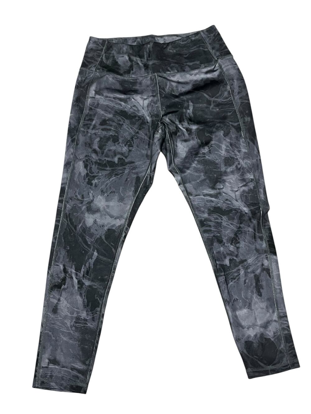 Danskin Women's Workout Leggings Black Grey Tye Dye SIZE Large